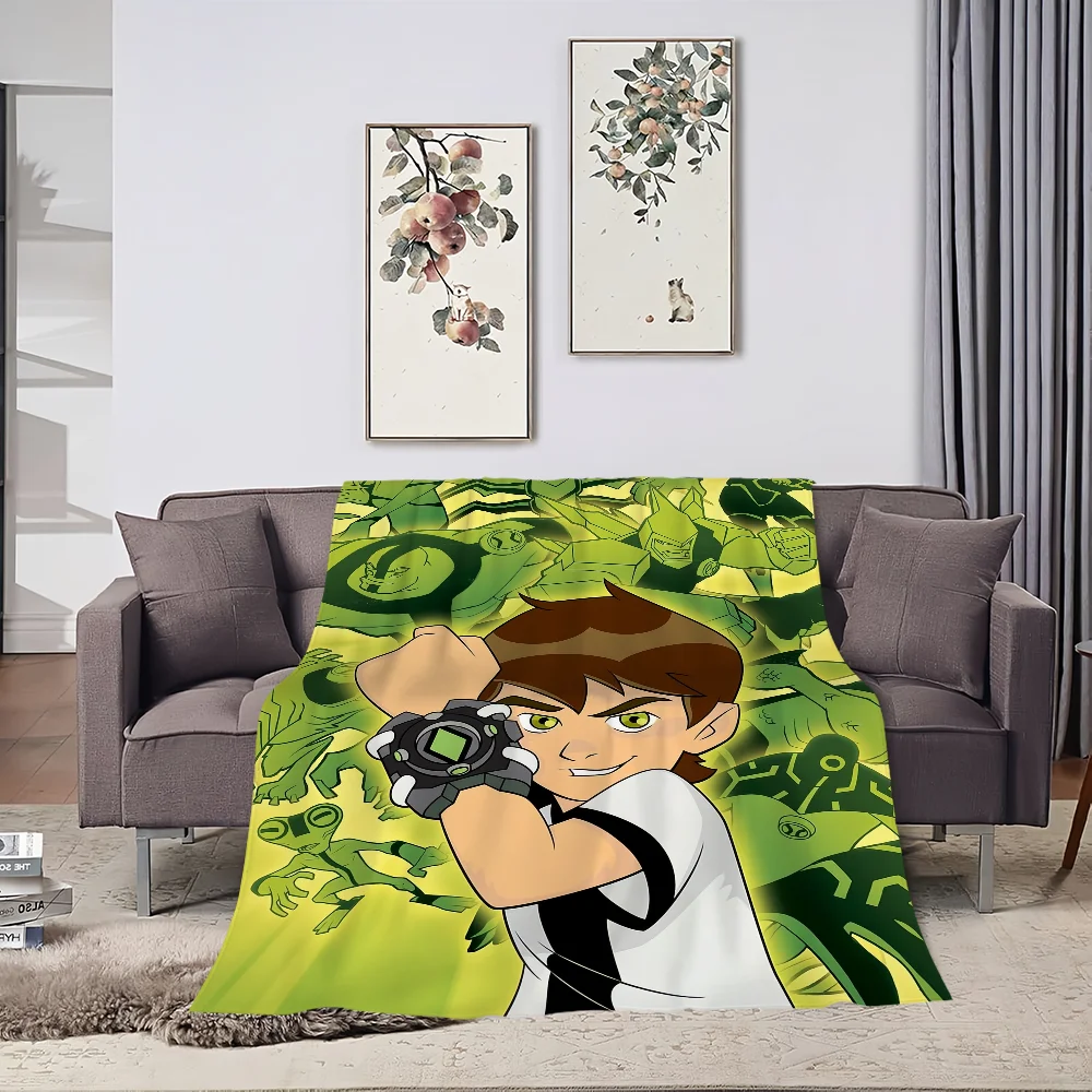 Cartoon B-Ben 10 Green Blanket Skin friendly comfort warm soft plush blanket suitable sofa living room office bedroom 4