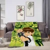 Cartoon B-Ben 10 Green Blanket Skin friendly comfort warm soft plush blanket suitable sofa living room office bedroom 4