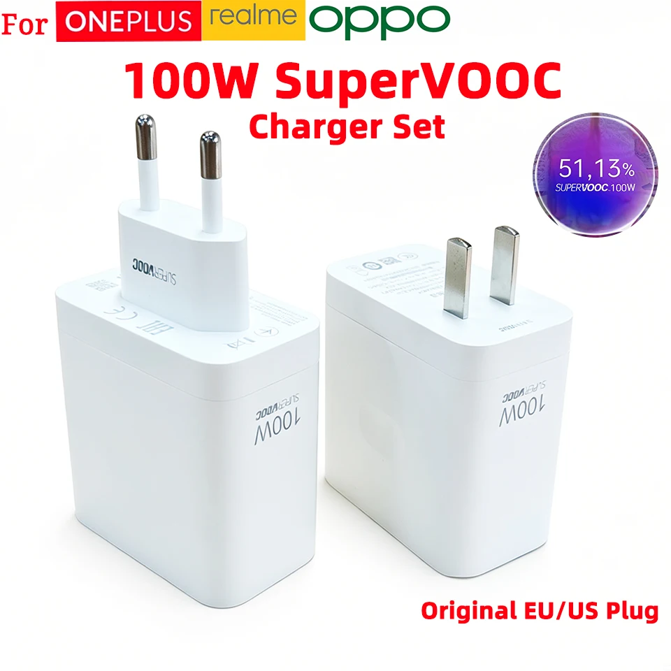 100W SuperVOOC Fast Charger Adapter, EU/US Power Adapter