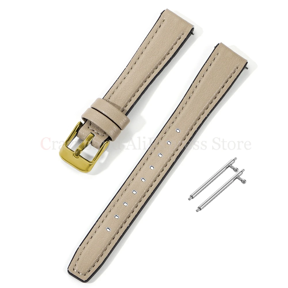 Elegant Thin Cowhide Leather and Silicone Watch Strap - Slim Women's Bracelet