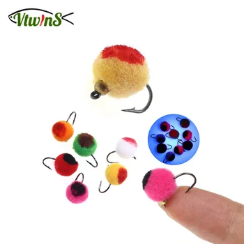 Vtwins 브래스 경감 님이 Beadhead 에그 플라이 #10 후크 Glo 버그 연어 낚시 계란 유혹 송어 Grayling Steelhead 플라이 미끼 낚시 미끼 태클