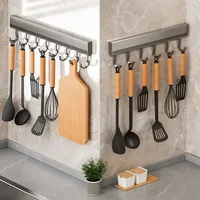 Support mural à crochets sans perçage pour ustensiles de cuisine, rangement de salle de bain, porte-serviettes et manteaux 2