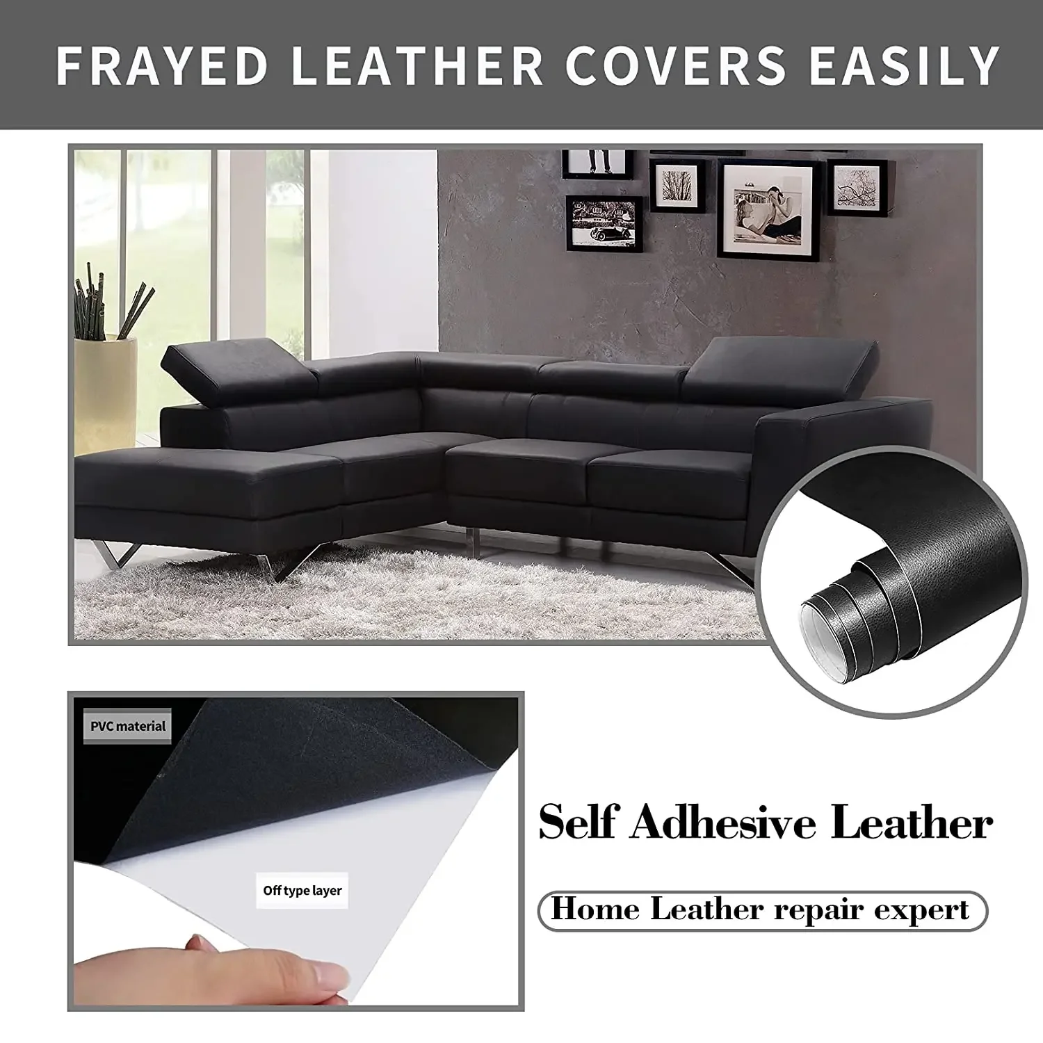 Self Adhesive Leather Repair Patch Kit Self-Adhesive Leather Tape 50x137cm(19.7x54inch) for Sofa Furniture Car Seats PU Sofa Fab
