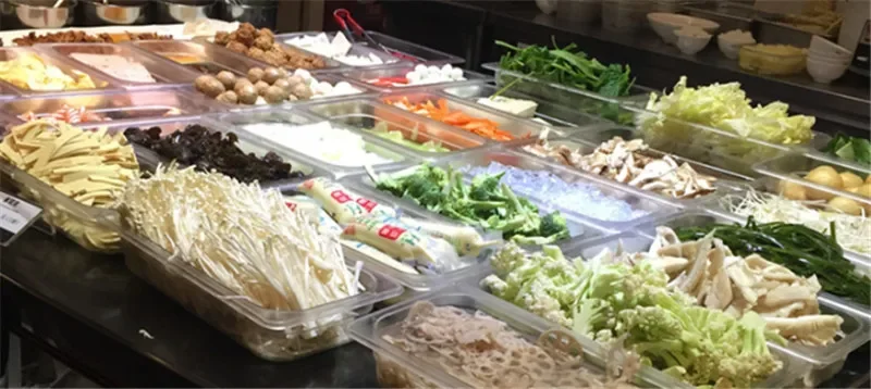 Portable food container PC Acrylic Plastic transparent pick up GN pans Visible food square pots Exhibition plate score basin Containers Storage box tray