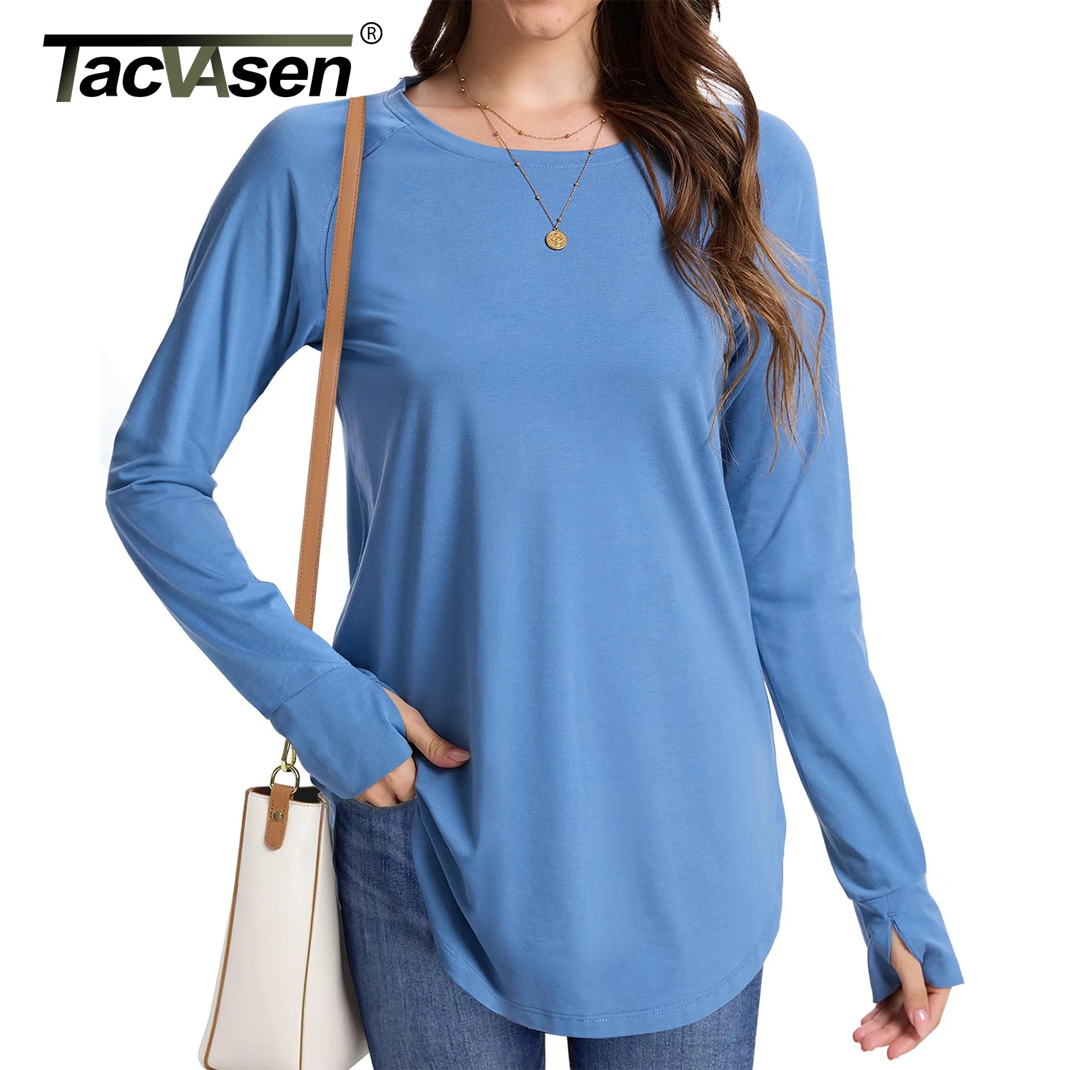 Maglione Donna Girocollo Morbido Con Orlo Curvo E Maniche Lunghe - Felpa Autunnale Casual, Elegante Top Basic 2025, Perfetta Con Jeans E Leggings