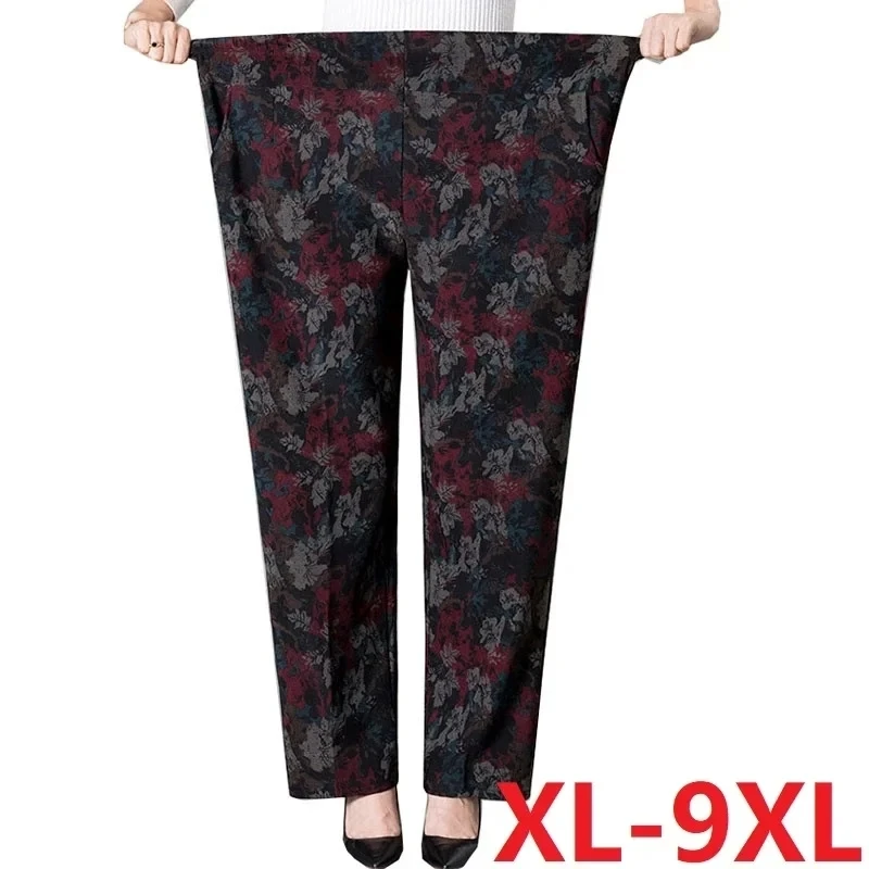 Pantaloni da donna di mezza età 9XL di dimensioni Extra Large nuovi pantaloni Casual elastici a vita alta autunnali pantaloni dritti femminili in velluto invernale 3