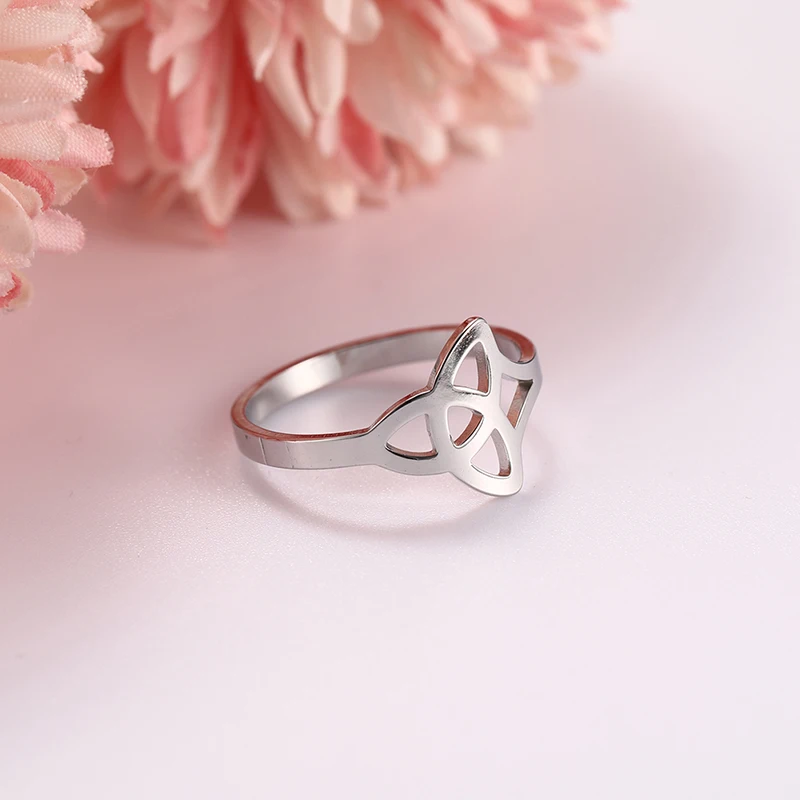 Kkjoy Edelstahlring für Frauen, keltische hohle Fingerringe, Krone, Lotus, Hexerei, Amulett, Pentagramm, Schmuckgeschenk – Detail 3
