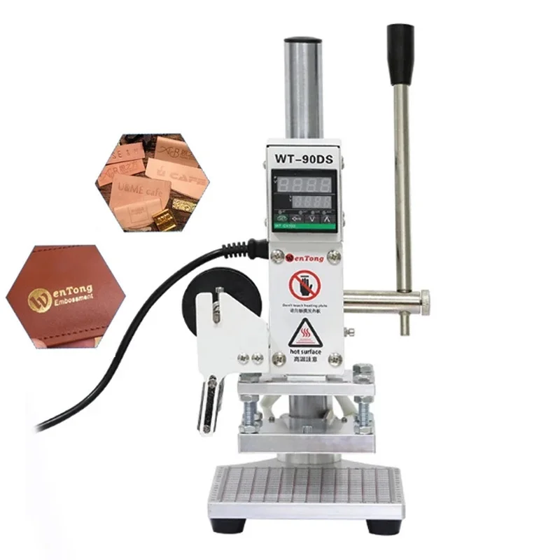 Hot Stamping Machine for Leather Embossing Small Manual Digital Logo Leather PVC Card Papers Hot Branding Machine Tools WT-90DS