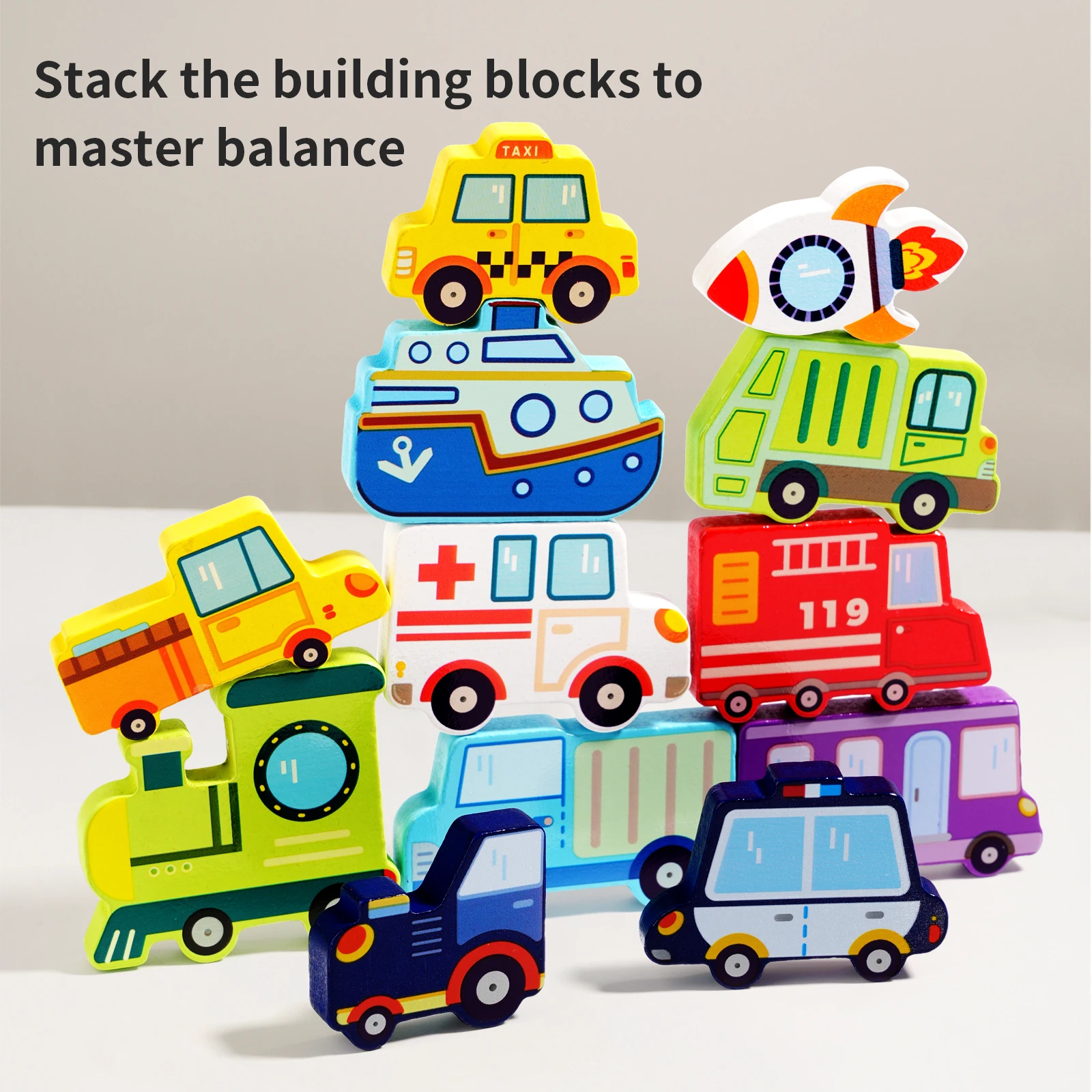 New Wooden 3D Chunky Puzzles Set, Animals/Dinosaur/Food STEM Early Education Toy Montessori Preschool Building Blocks for Kids