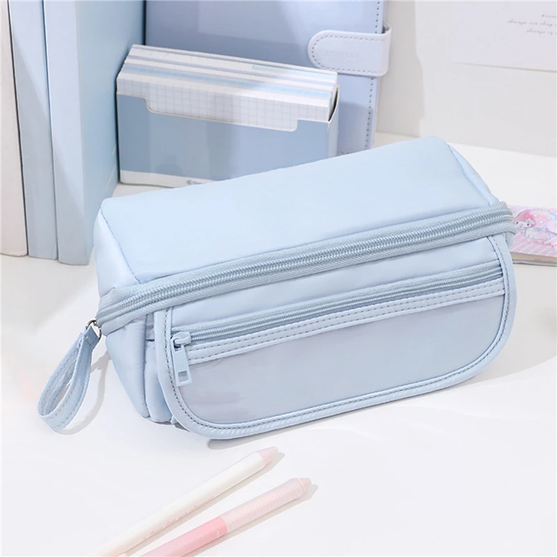 버튼 대합 조개 디자인 학생 학교 공급 저장 편지지 천 연필 케이스 선물과 귀여운 간단한 솔리드 컬러 연필 가방