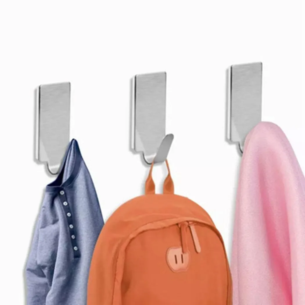 

6Pcs Stainless Steel Non-Marking Hooks Hats Coats Stick Door Wall Hanger Holder Hook Invisible Traceless Hardwall Hanging Kit