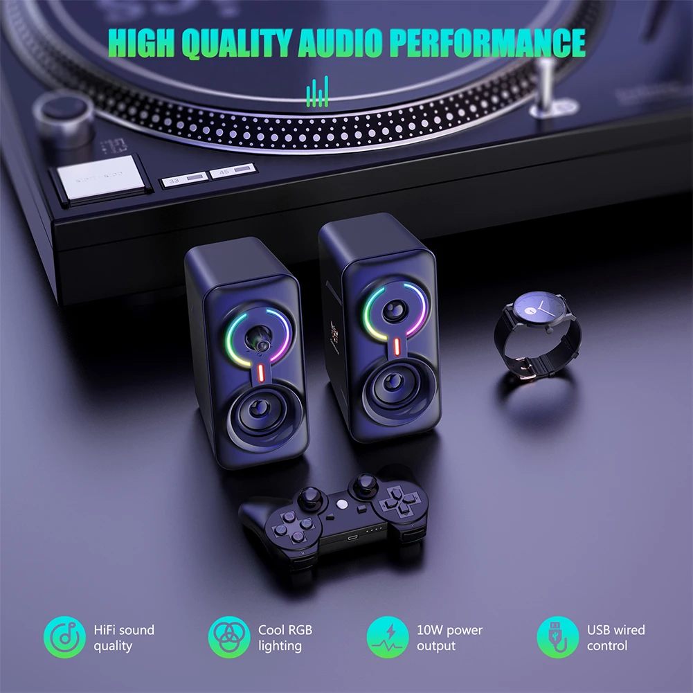 Altavoces de ordenador de escritorio, barra de sonido para juegos de  ordenador con luz RGB, altavoz para PC, Monitor, portátil, Plug And Play -  AliExpress