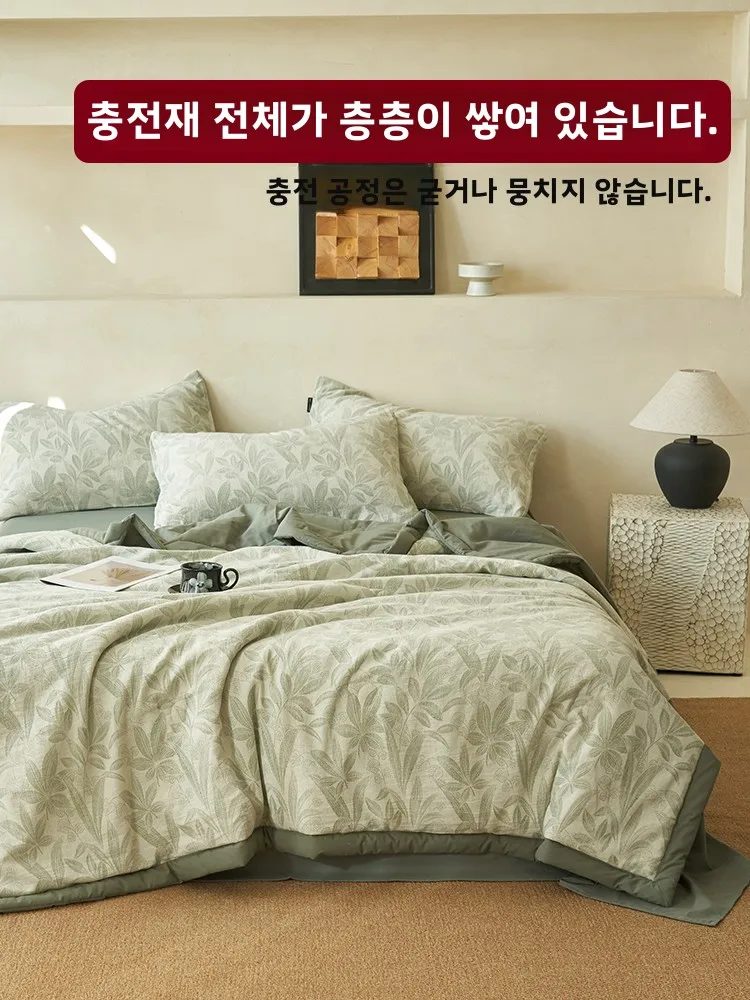 2025 신상 면 워싱 여름 이불 에어컨 싱글 기숙사 여름 이불 자수 여름 이불 침구 커버