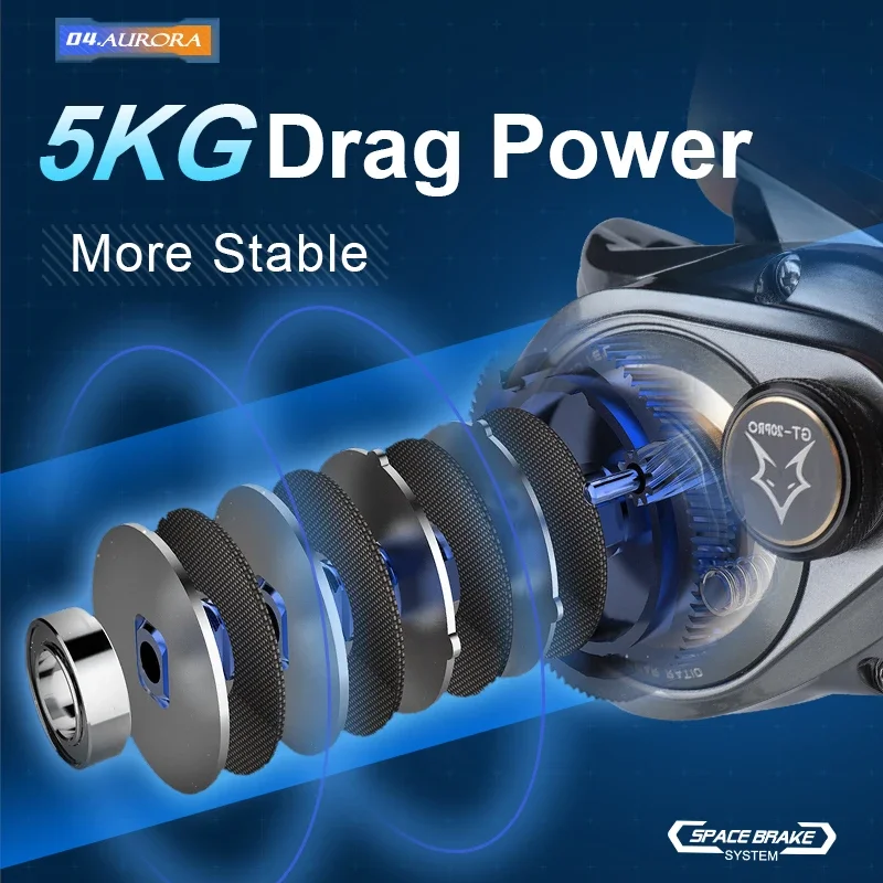 2024 HISTAR 오로라 라이트 루어 버전, 7.3:1 비율, 5kg 드래그 파워, 11 + 1 BB 더블 마그네틱 제동 베이트 캐스팅 낚시 릴