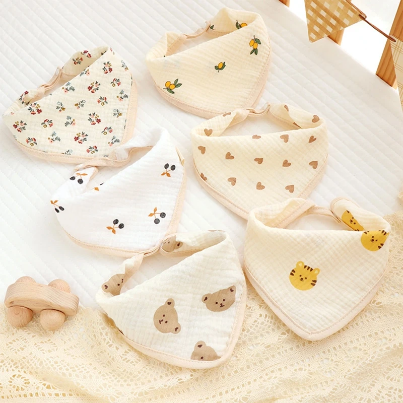 Baby Bibs Muslin Cotton Stuff Newborn Snap Button Soft Cartoon Triangle Saliva Towel Burp Cloth Girls Boys Feeding Drool Bibs baby bibs triangle double cotton bibs 5 pieces lot cartoon print saliva towel baby boys girls feeding apron cotton bandana bibs