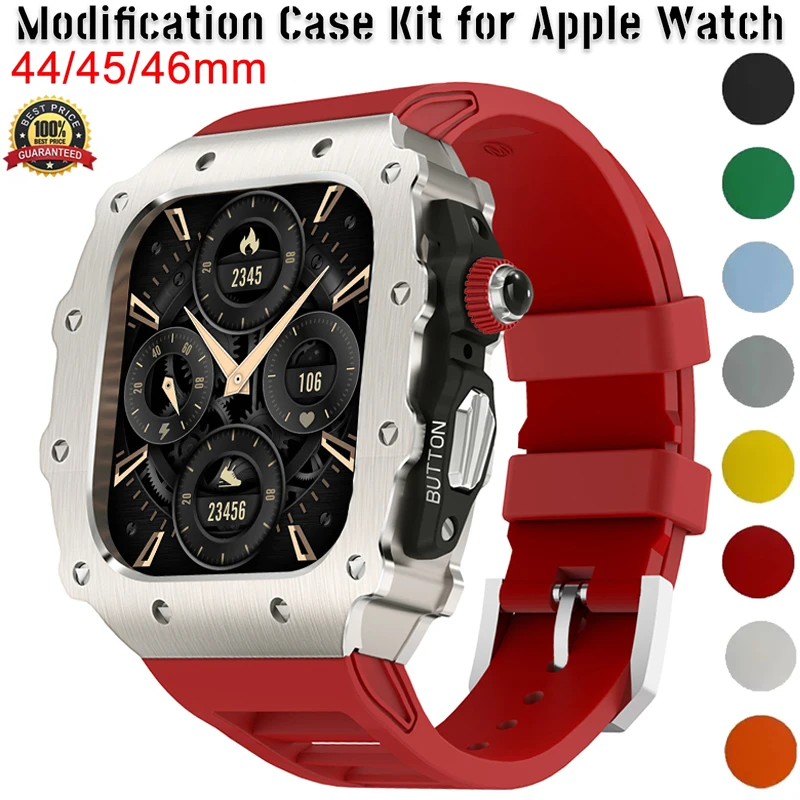 Deluxe Stainless Steel Watch Case with Silicone Pin Buckle