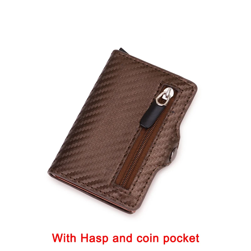 Carbon Fiber RFID Blocking Leather Wallet - Mens Credit Card Holder Case