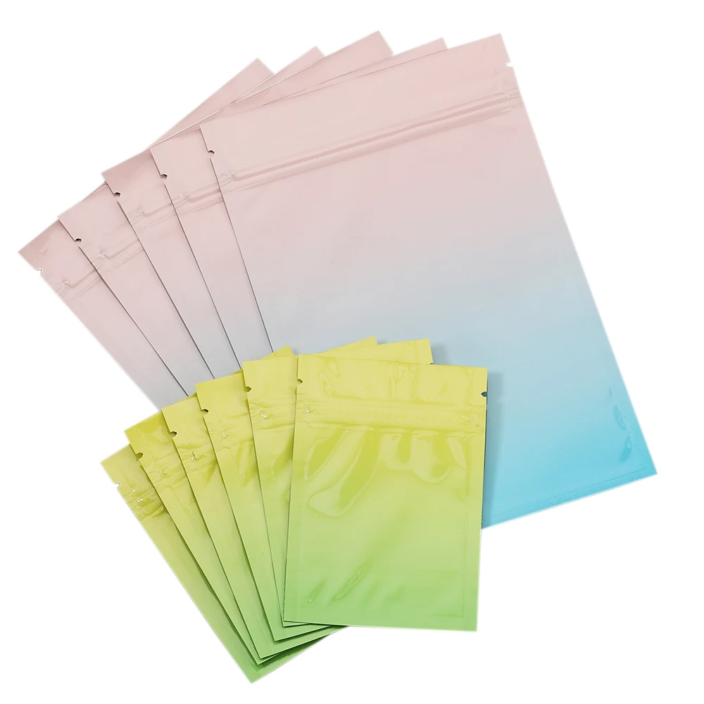 50pcs Gradient Zip Bags Opaque Plastic Packaging Pouches Foil Bags for DIY Jewelry Wrapping Cookie Food Storage Bag Zipper Bags 50 100pcs green reusable plastic zip lock bag transparent gift wrapping pouch jewelry packaging cookie food zipper storage bags