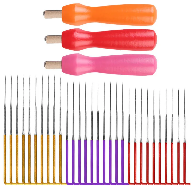 Wool Felting Needles Kit Wood Handle Felting Needles Wool Felt DIY Craft Tool For Handmade Doll Making Tools Set