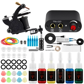 Tattoo Machines Kit for Beginner 5ml Black Ink Power Supply Grips Body Art Design Tools Set Tattoo Permanent Makeup Supplies Kit