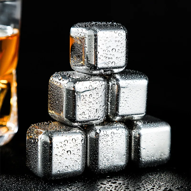 Reusable Ice Creative Metal Frozen Ice Stone Stainless Steel Wine Whisky Stone Thickening Household Bar Party Grain of Cubes