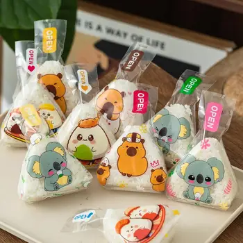 50/100Pcs Cartoon Capybara Koala Triangle Rice Ball Packaging Bag Nori Onigiri Sushi Bag Sushi Making Mold Bento Accessories