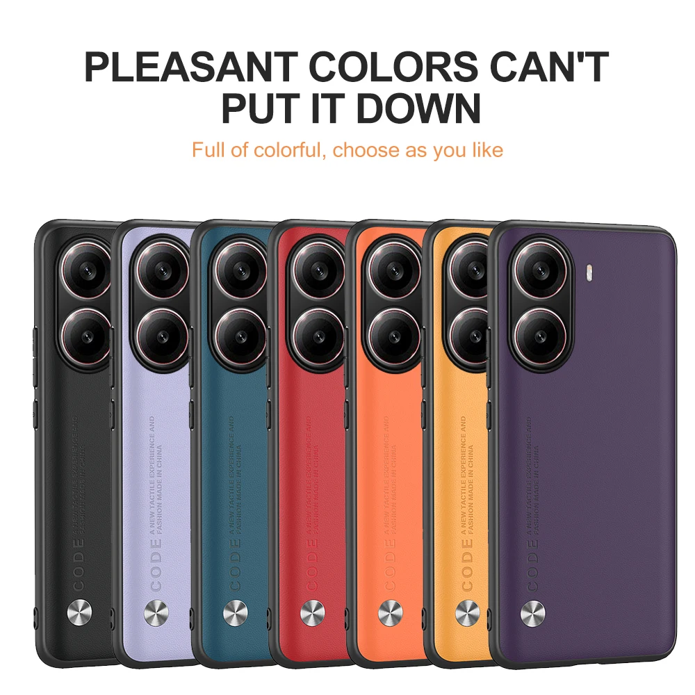 Leather Shockproof Case with Silicone Frame - Soft and Durable Back Cover