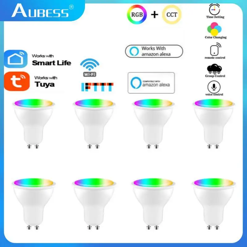 Aubess Wifi Smart Led Lampadina Gu10 Spotlight Tuya/Smart Life App 5W Dimmerabile Rgbcw Controllo Vocale Funziona Con Alexa Google Home