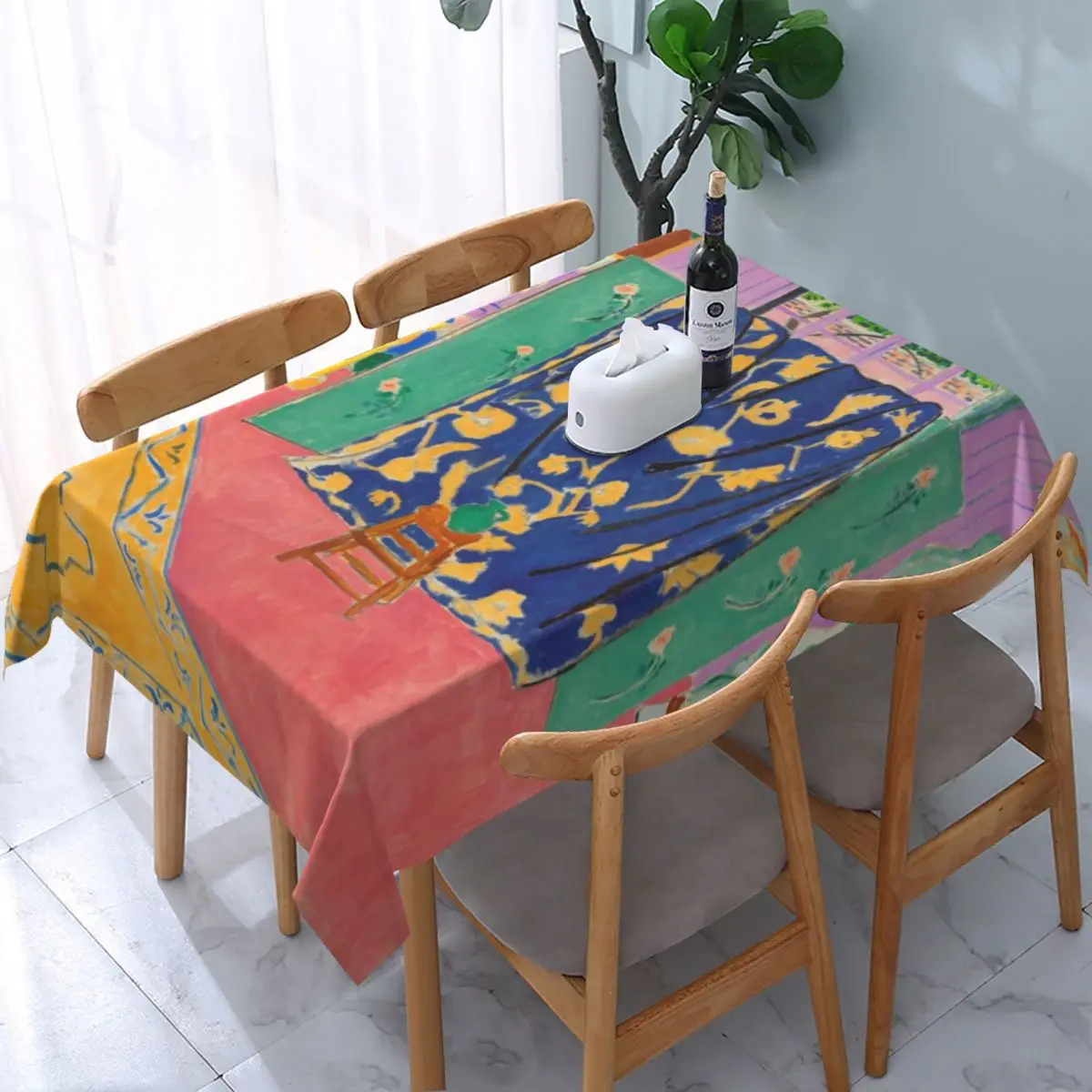 

Rectangular Tablecloth Tablecloth Fit 45"-50" Elastic Edge Table Cloth Abstract Expressionism Table Covers