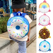 

School Season Children's Cute Donut Rainbow Backpack Children Kindergarten Bag Cartoon Casual Student Backpack