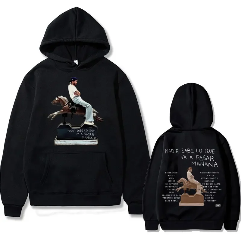 

Rapper Bad Bunny Nadie Sabe Lo Que Va A Pasar Mañana Album Print Hoodie Male Hip Hop Casual Oversized Hoodies Men's Sweatshirt