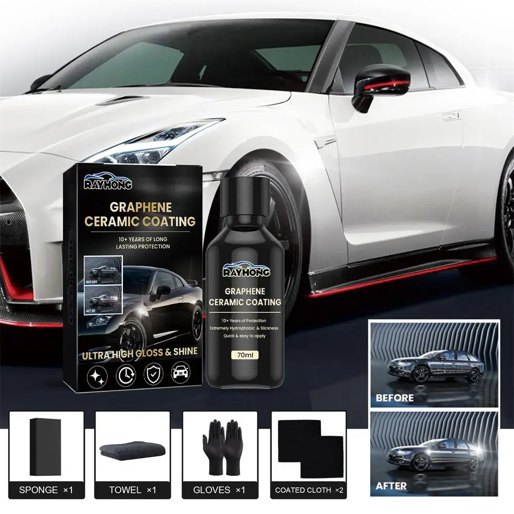 

70ml Auto Graphene Ceramic Coating Spray Car Coating Polish Paint Car 2.3oz Trim Ceramic Coating Set Protects Against Uv Rays