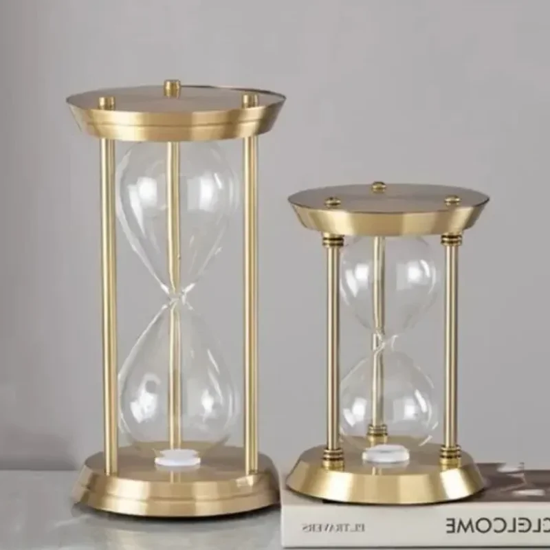 Handmade Glass Empty Hourglass Bottle Container Metal Three Column Sandglass Creative Sand Clock Timer Office Home Decoration