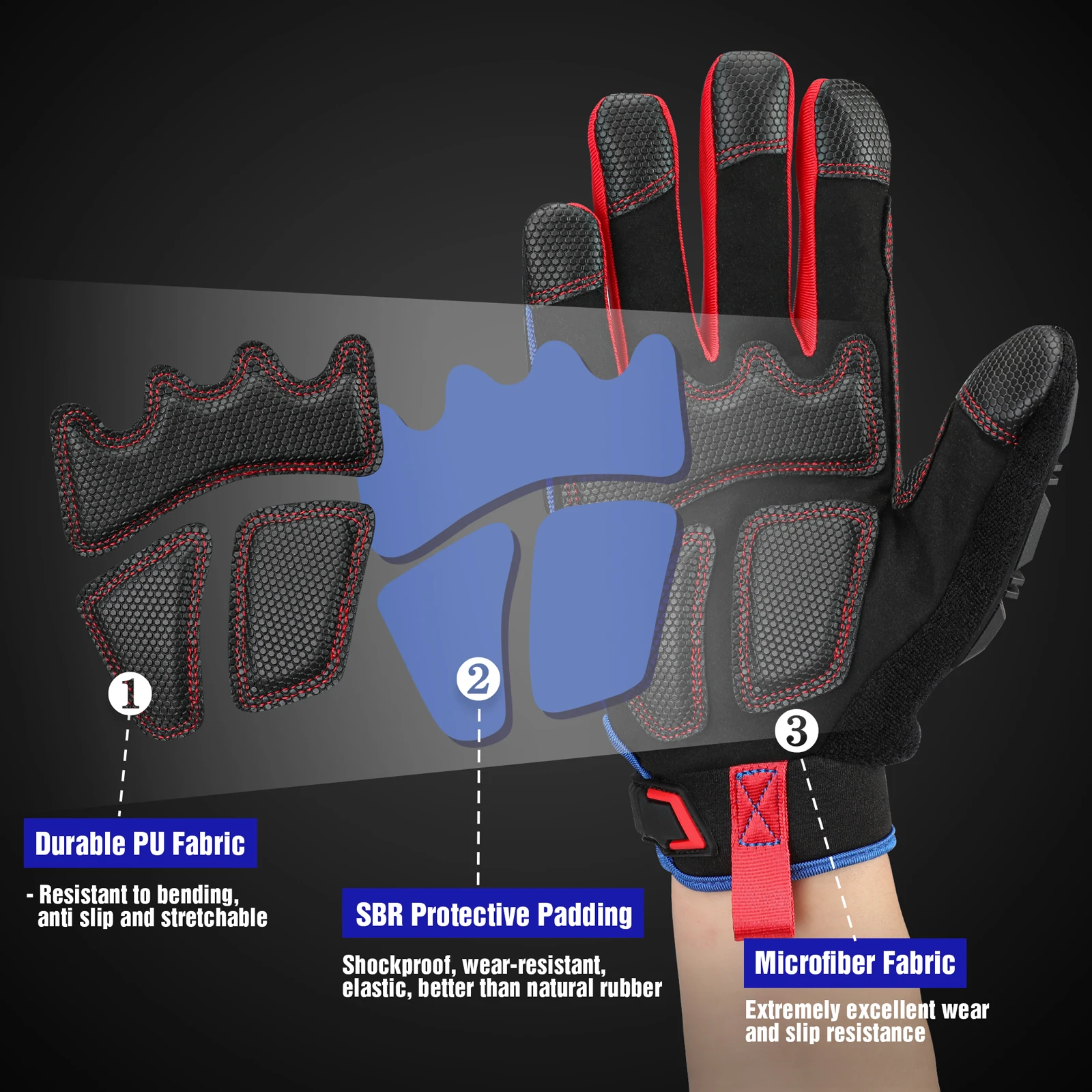 WORKPRO-guantes de trabajo de alta resistencia, guante de dedo completo con pantalla táctil, protección contra impactos, manoplas tácticas del ejército militar para disparar Paintball