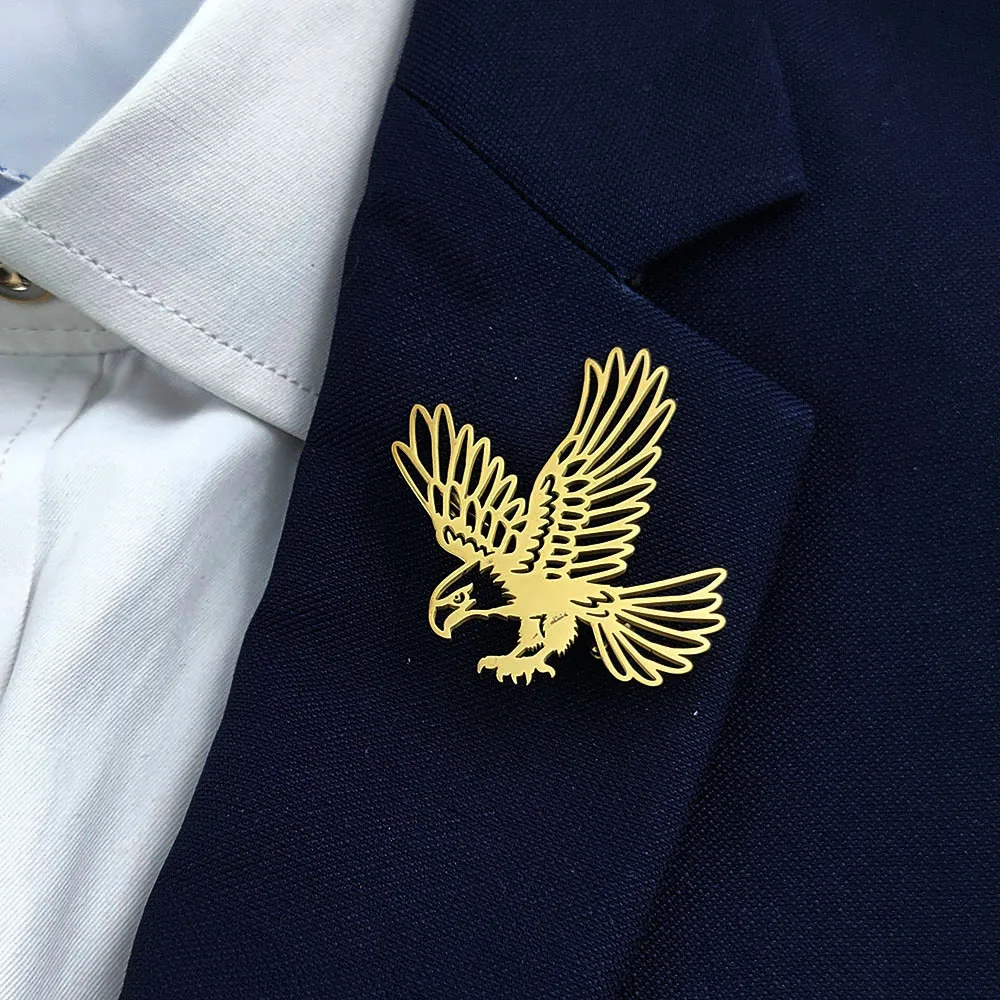 بروش من الفولاذ المقاوم للصدأ على شكل نسر من Creative Line، إكسسوارات بدلة رجالية مقاومة للماء وغير قابلة للتلاشي، دبوس طية صدر السترة، هدية للزوج