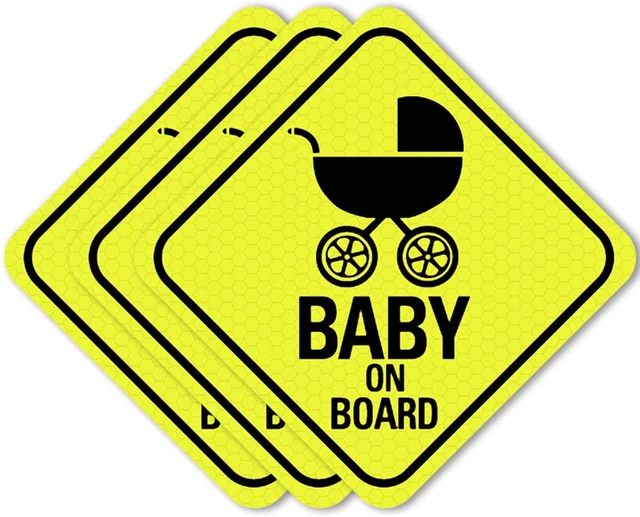 Panneau bébé à bord, autocollants bébé à bord 3 Pack Bébé à bord Autocollant  de voiture avec ventouse pour enfants Avertissements de sécurité de voiture