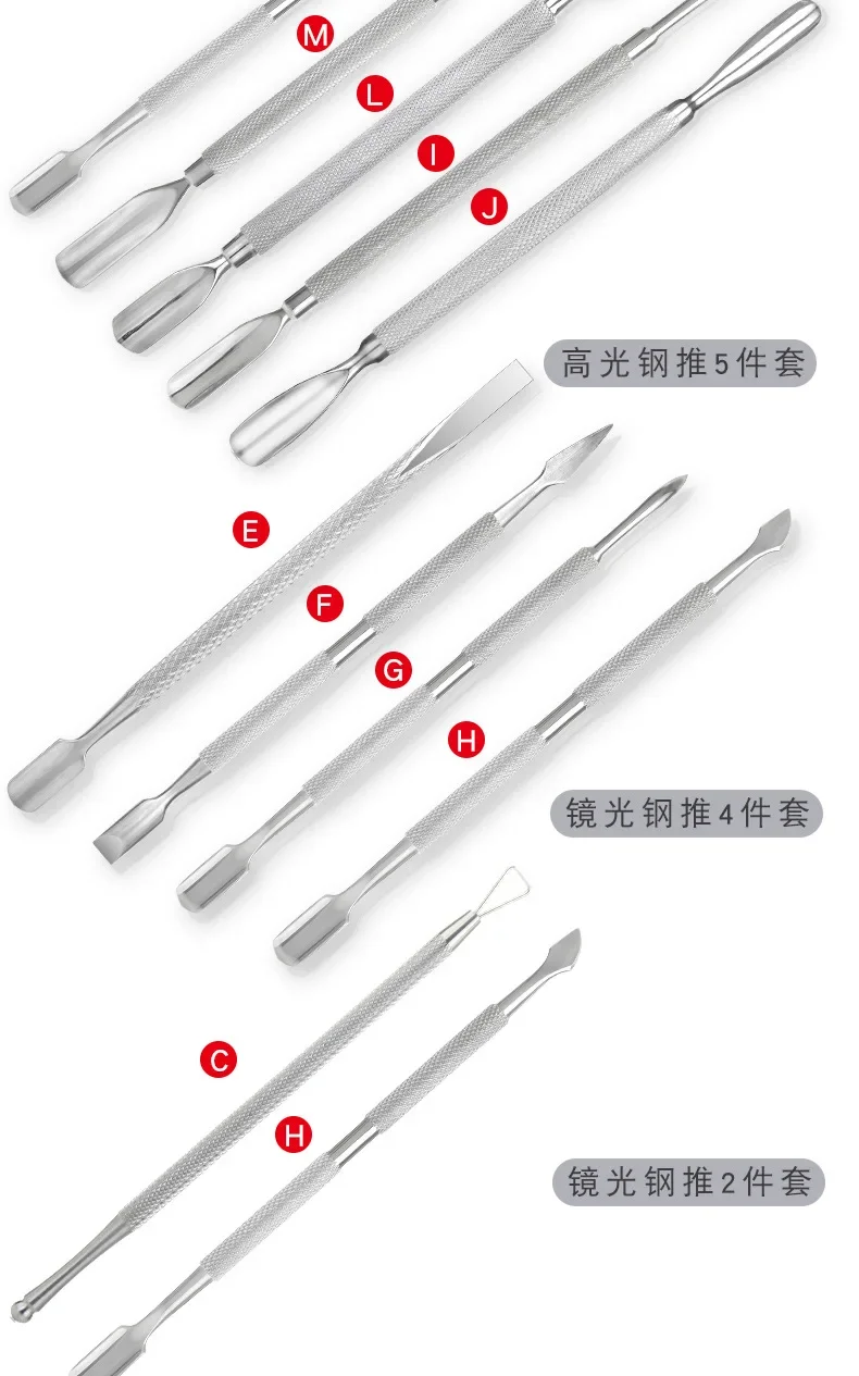 Description Picture 4 of item1/2Pcs Stainless Steel Nail Cuticle Pushers Manicure Polish UV Gel Remover Triangle Stick Rod Pusher Pedicure Nail Art Tool