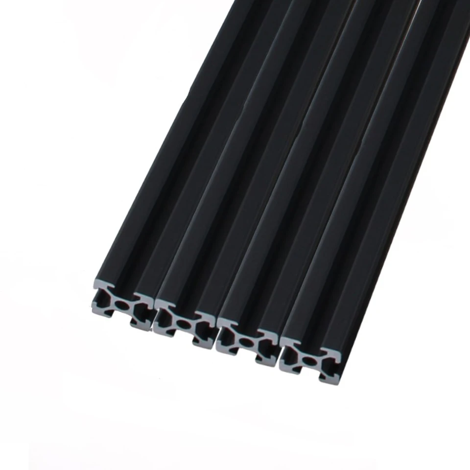 Set 4 Profili In Alluminio 2020 Nero 400mm Per Stampante 3D E CNC - Kit Con Staffe E Chiave
