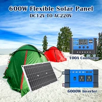 Kit de station d'alimentation solaire robuste 6000W – Convertisseur double tension (110V/220V) + Chargeur, conçu pour les maisons, les camping-cars et les campings hors réseau 6