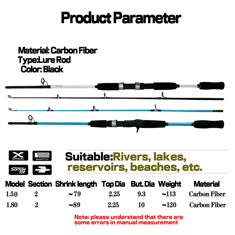 Ultra Light Fishing Rod Carbon Fiber EVA Handle Spinning/Casting Lure Rod Bait WT3-21g Line WT Fishing Pole Stream