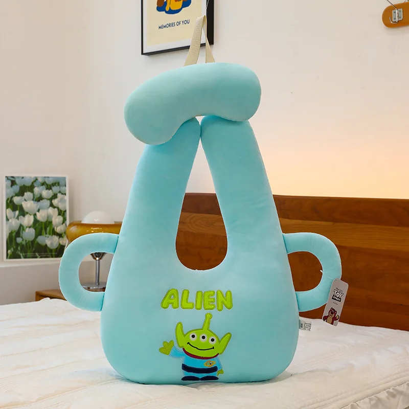 Disney's new anime multifunctional strawberry bear car pillow backrest plush toy doll Winnie bear waist support nap blanket