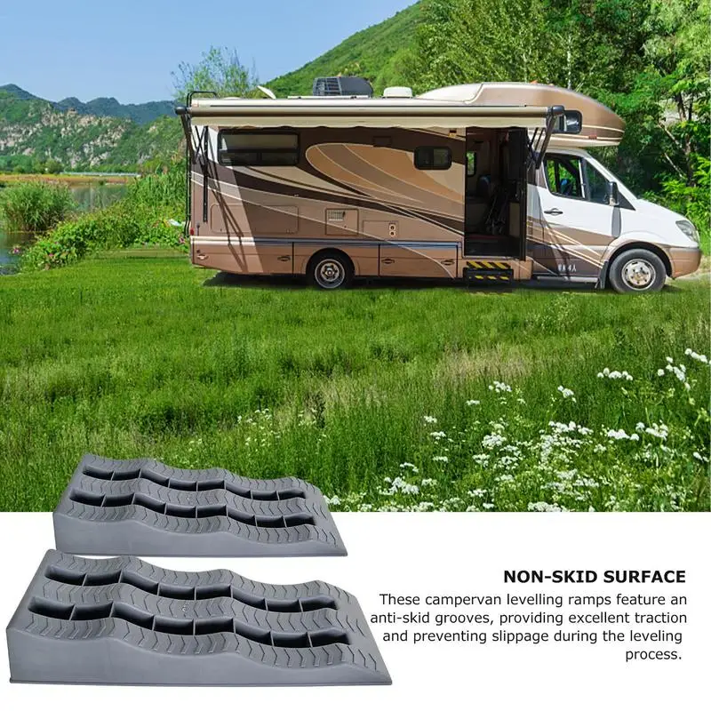 RV Leveling Parts Car Leveling Ramps 2pcs Heavy-Duty Camper Leveling Blocks Lightweight Trailer Wheel Chocks And Levelers Multifunctional Travel