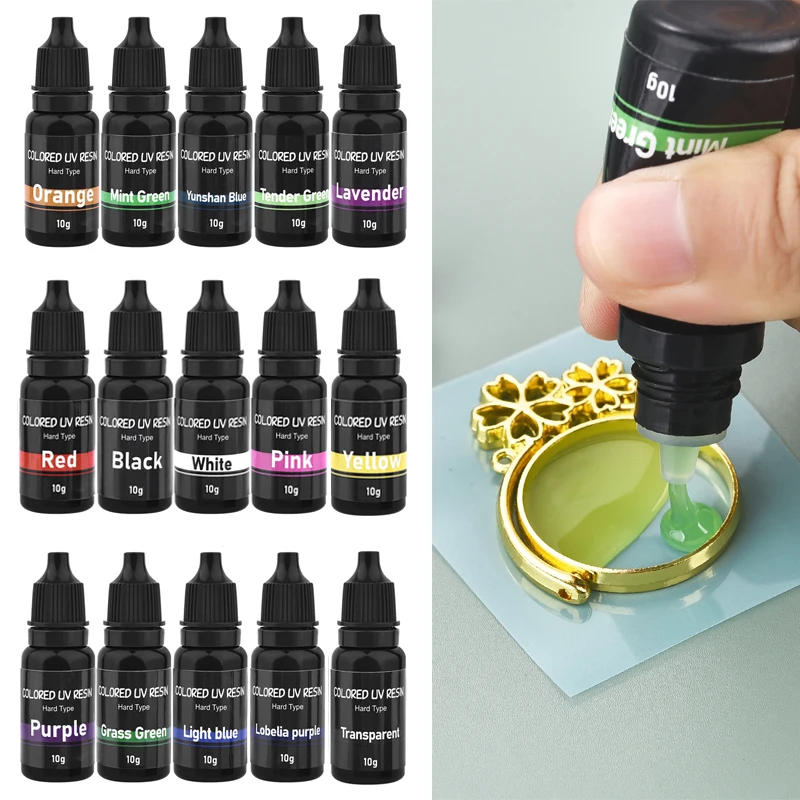 UV Resin Glue 17 Colors 10ml Epoxy Glue Hard Ultraviolet Curing DIY Jewelry Making