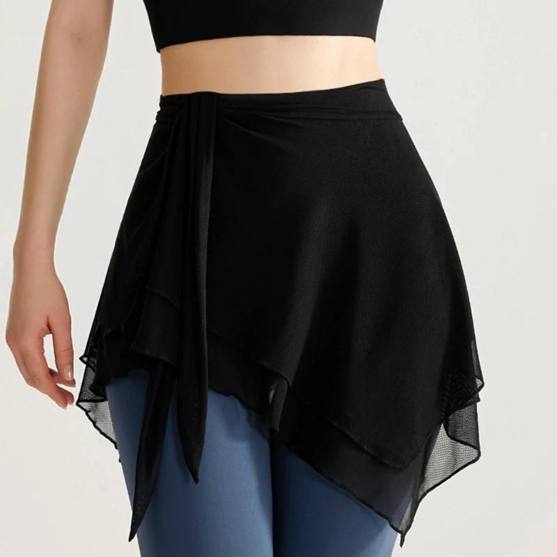 

All-matching Mesh Wrap Dance Skirt for Girls Women Ballet Wrap Skirts Asymmetric Dance Skate Over Scarf Skirts Dancewear