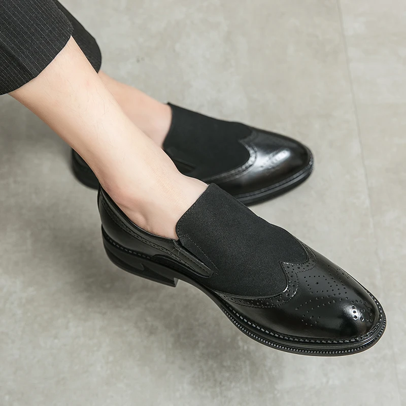 Sneakers Men Shoes Casual Loafers Solid Color Shoes Plus Size Flats Leather Shoes Men's Black Oxford Shoes Trendy Platform Shoes 2