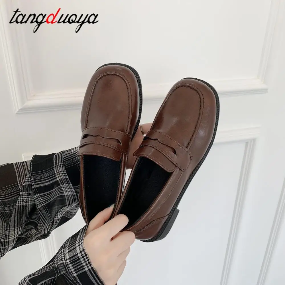 Women jk Uniform Shoes Uwabaki Japanese JK Round Toe Girls School Students mary janes Lolita Brown Cosplay Shoes women shoes
