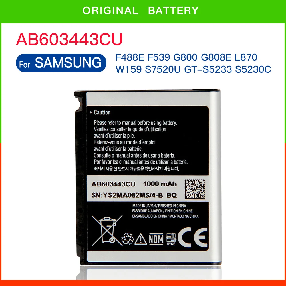 Ab603443Cu Ab603443Cc Ab603443Ce Batteria Di Ricambio Per Samsung S5230C F488E G808E L870 W159 S7520U Gt-S5233 G800 S5230 F539