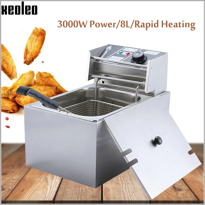 Xeoleo Commrtcial Fryer 8l Electric Frier Stainless Steel Deep Fryer French Fryer Single Tank