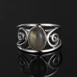Elegant Green Jade Gemstone Silver Ring - Vintage Style Women's Fine Jewelry - 6 (R35LD - 1)