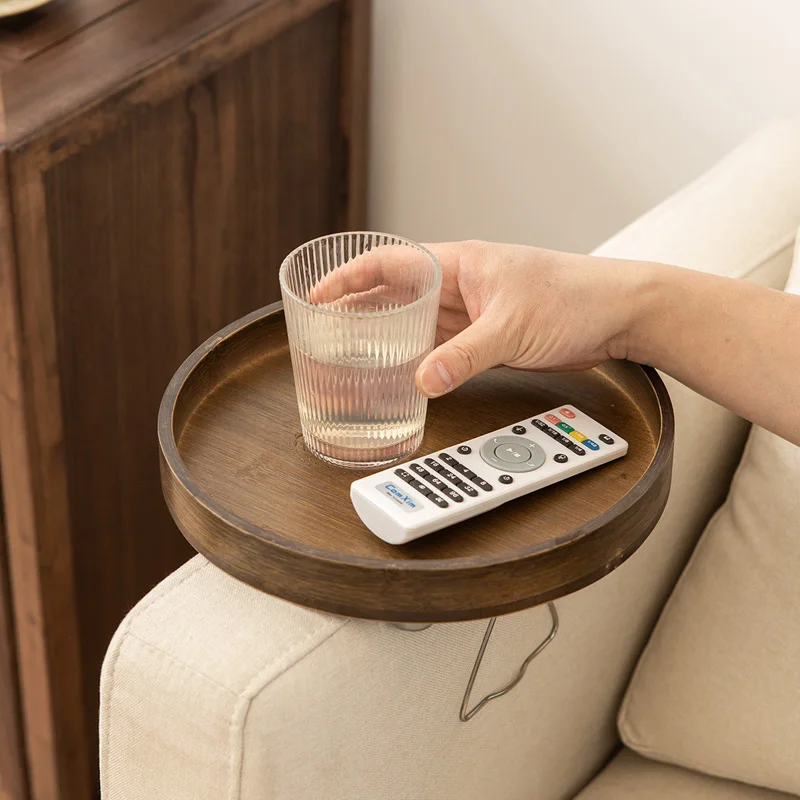 Natural Wooden Sofa Armrest Clip Tray Sofa Arm Clip Table Handrail Pallet Table Suitable for Fast Food Drink Sofa Side Table 4